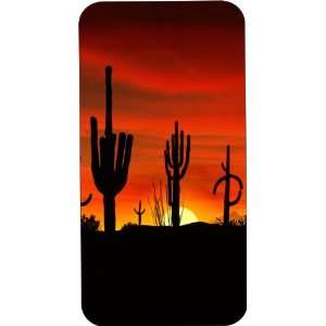 Black Hard Plastic Case Custom Designed Desert Cactus at Sunset iPhone 
