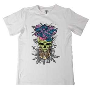  Madd Gear Sanity Skull Tee, White: Sports & Outdoors