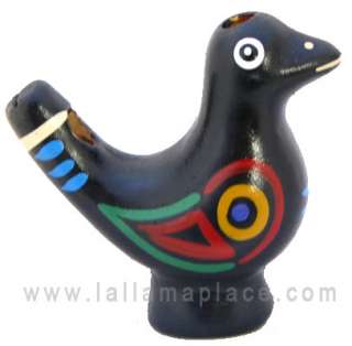   Painted Ceramic Clay Water Chirping Whistle Ocarina Flute Peru  