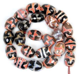 12x15mm Faceted Tibetan Mystical Old Agate Barrel Beads 15  