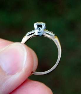   gold (10k or 14k) vintage engagement ring diamond illusion head  