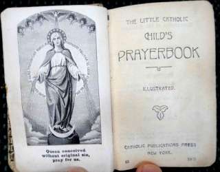 1923 antique CELLULOID CATHOLIC CHILD PRAYER BOOK angel  