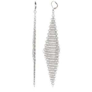   Bacich Chain Mail Mesh Maxi Triangle Silver Plate Earrings: Jewelry
