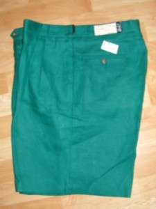 BERLE Green Linen Pleated Front Casual Shorts 34   NWT  