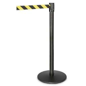  Crowd Control Barrier Post with Retractable Belt   Yellow 