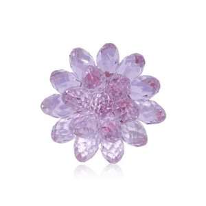  Charming Golden Tone Metal Amethyst Flower Ring: Jewelry