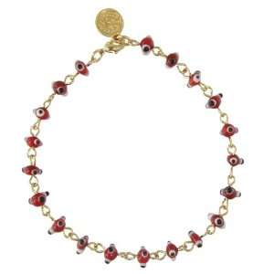  Red Glass Bead Eye Symbol Bracelet: Jewelry