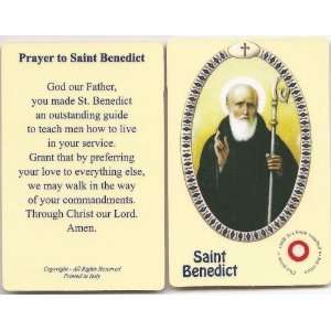  Saint Benedict Holy Card With Relic 