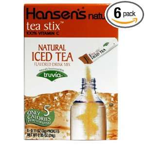 Hansens Natural Fruit and Tea Stix Drink Mix, Iced Tea, 8 Count (Pack 