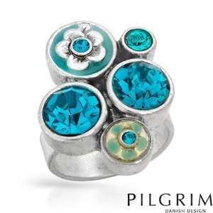 Pilgrim Skanderborg, Denmark (TM) Ladies Ring. Blue Crystal Gemstones 