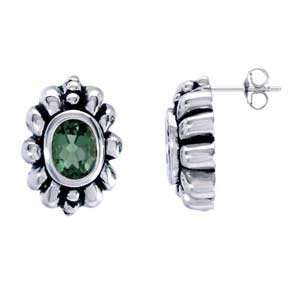   Sterling Silver, Green Topaz Earrings (3.20 ctw)(Nickel Free): Jewelry