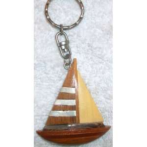    Wood and Steel Hand Crafted Sailor Boat Key Ring: Everything Else