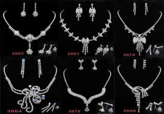 6sets 6Styles Wedding Jewelry Necklaces Earrings Czech Rhinestone 