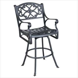 Home Styles Biscayne Swivel Black Finish Outdoor Bar Stool  