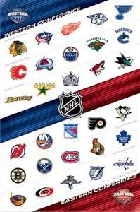 HOCKEY POSTER ~ NHL ANGLE TEAM LOGOS NATIONAL LEAGUE 99  