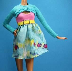 Teal Blue Green Yellow Pink Belted Dress Bolero Jacket Slim Barbie or 
