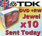 10 TDK DVD +RW DVD+RW Blank Discs Jewel Case Disc New