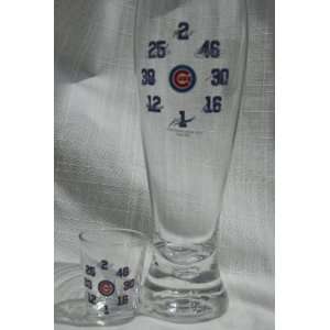  chicago cubs team player pilsner glass and shot glass 