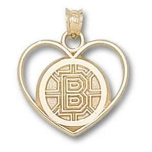 Boston Bruins Solid 14K Gold B Logo Heart Pendant 