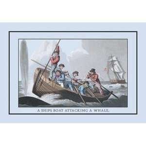  Vintage Art Ships Boat Attacking a Whale   12415 6: Home 