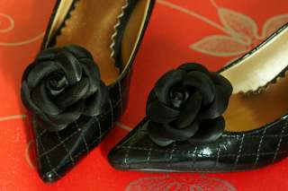 Black Rose flower corsage formal cocktail shoes Clips  