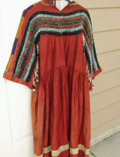 1890 1900 Blackfeet Polished Cotton Bugle Beaded Dress Blackfeet 