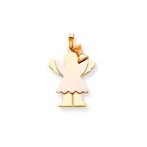  Girl with Bow and Wings Charm, Pink/Yellow Gold: Jewelry