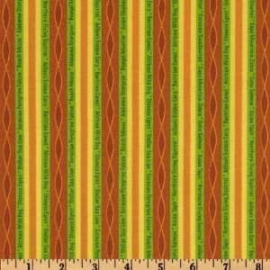  44 Wide Circle Of Life Stripes Lime/Yellow/Camel Fabric 