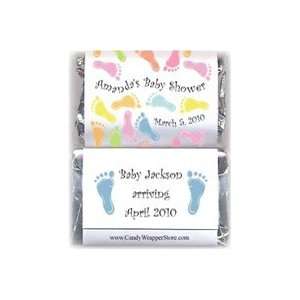 MINIBS211B   Miniature Baby Shower Baby Boy Feet Candy Bar Wrappers