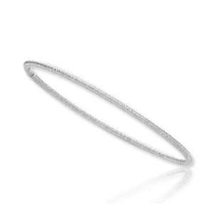  14k White Gold Slip On 2.5mm Florentine Stackable Bangle 