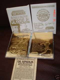 Bleachers Cal Ripken Jr Commemorative 23 kt. Gold Card  