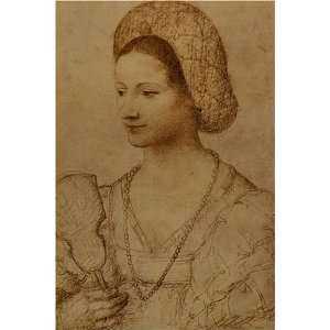   Lady with a Fan by Bernardino Luini, 17 x 20 Fine Art Giclee Print