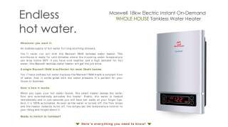 Electric Tankless Hot Water Heater   Whole House   4 GPM   18kW   220V 