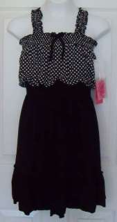 NWT BLOOME GIRL BLK/WHT DOTS SMOCK DRESS 8 OR 10 $58  