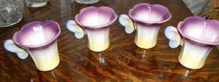 SET OF (4) PURPLE YELLOW BLUE BUTTERFLY MINI CUPS THE HALDON GROUP 