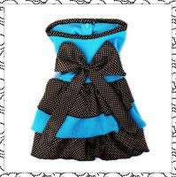 Blue Dot bowknot dress dog pet clothes apparel # 6  