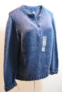 NWT! CHARTER CLUB~Blue~LARGE 12/14~100% Cotton Knit Half Button Down 