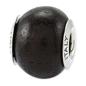  Sterling Silver Reflections Black Wood Bead: Jewelry