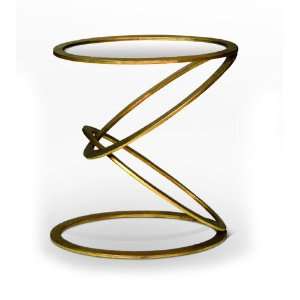  Mobius Contemporary Gold Leaf End Side Table: Furniture 