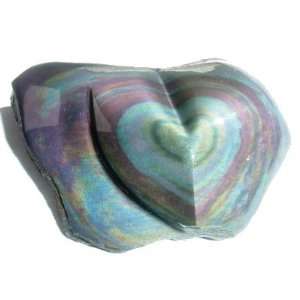  Rainbow Obsidian Heart 03 Purple Turquoise Crystal Volcanic Glass 