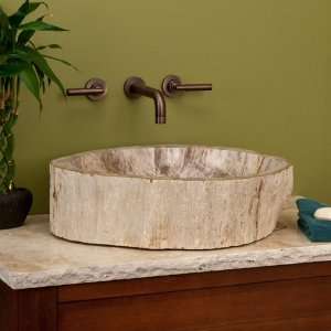  Brookline Petrified Wood Vessel Sink with Brushed Nickel 