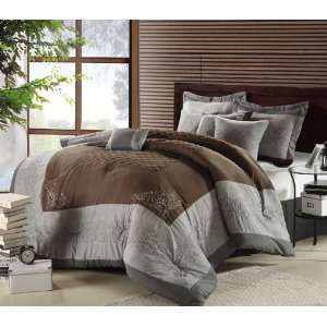   and Overfilled Comforter Set, Brown, King 