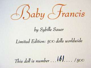 Heart & Soul Baby Francis Doll by Sybille Sauer NIB  
