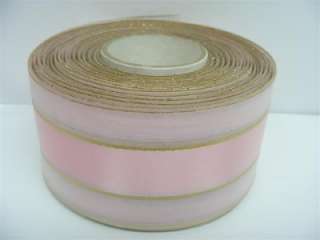 Pink White Satin Sheer Organza Metallic Ribbon Trim 40Y  