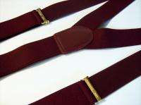 Burgundy Elastic Suspenders, Braces, Leather Clip On ~ Nice  
