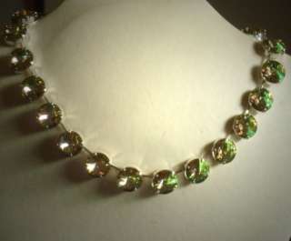 Swarovski crystal tennis choker necklace luminous green rivoli 14mm 