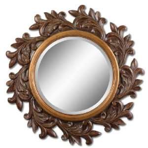  Carmona Round Distressed Chestnut Brown Mirror   Free 