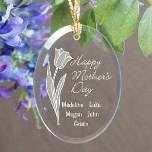  Mothers Day Personalized Oval Glass Ornament: Home 