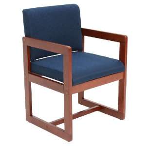   Seating Sled Base Side Chair with Arms, Cherry/Blue