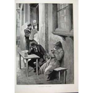    1895 Men Sitting Drinking Sailor Gazette Fine Art: Home & Kitchen